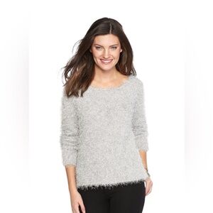 Cato Fuzzy Sweater with Bow Detail - Gray